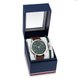 Tommy Hilfiger Ezüst színű zöld számlapos barna bőrszíjas férfi óra szett karkötővel 2770154