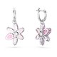 Swarovski Gema ezüst színű fülbevaló virág metszésű rózsaszín kristállyal 5658397