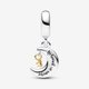 Pandora ékszer Kéttónusú hold és kulcs függő charm 762985C01