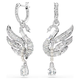 Swarovski Ezüst színű hattyú fülbevaló függő kristállyal 5723388