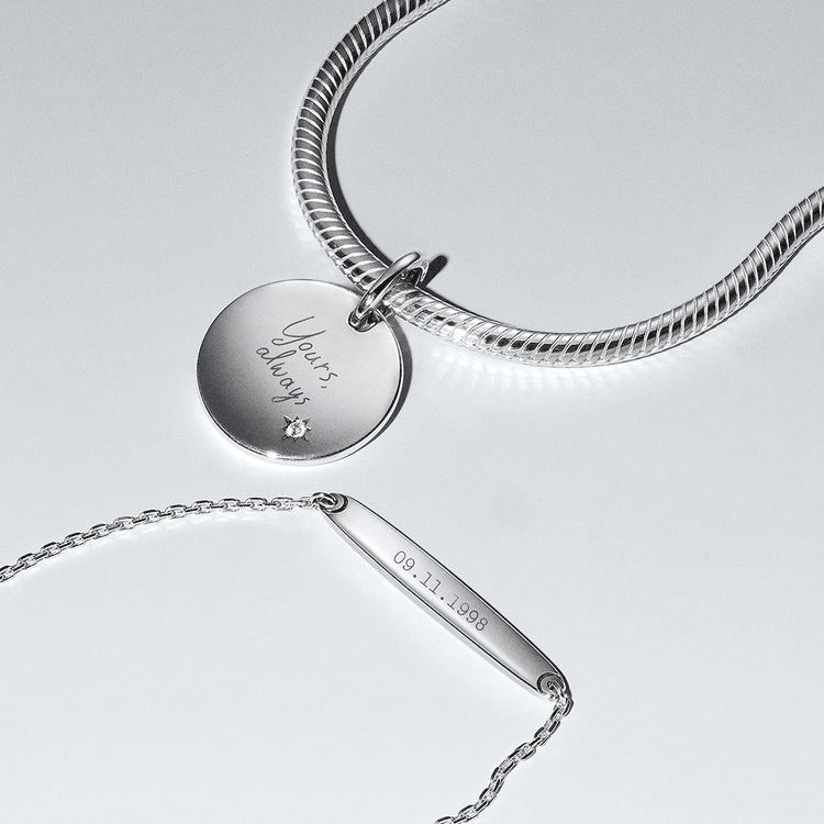 Pandora ékszer Ezüst állítható karkötő gravírozható lappal