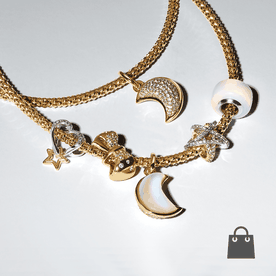 Pandora aranyozott shine nyaklánc csillogó charmokkal  - szett