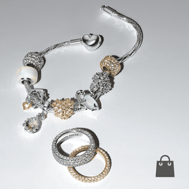 Pandora karkötő hópehely, fóka és opál charmokkal - szett