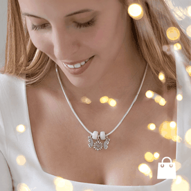 Pandora ezüst nyaklánc hópehely és kék szárny charmokkal - szett