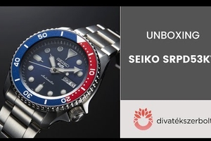 SEIKO 5 Sports fémszíjas, kék piros lünettás búváróra - SRPD53K1
