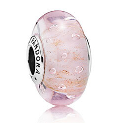 Pandora ékszer Rózsaszín csillámló üveg charm