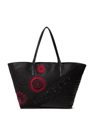 Desigual Comunika Sicilia zipper fekete táska piros mintával