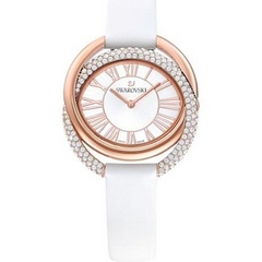 Swarovski Duo Watch rozé óra fehér bőrszíjjal