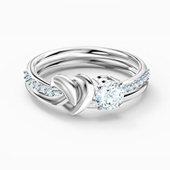 Swarovski Ezüst színű gyűrű szívvel és swarovski kristállyal