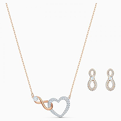 Swarovski végtelen és szív rozé ékszerszett
