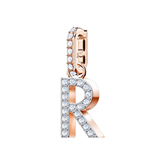 Swarovski R betű rozé charm