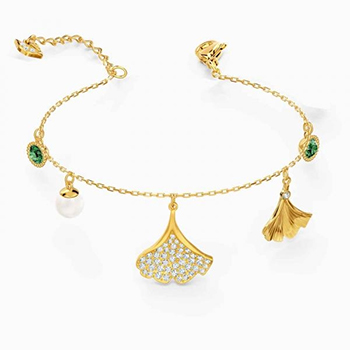 Swarovski Arany színű gingko karkötő