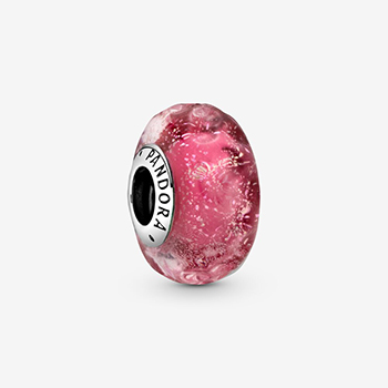 Pandora ékszer Hullámos pink muránói üveg charm