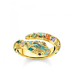 Thomas Sabo Kígyó arany gyűrű színes kövekkel