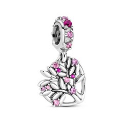 Pandora Rózsaszín szív családfa függő charm