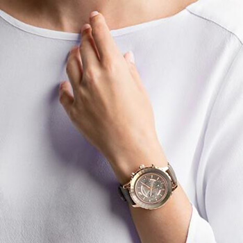 Swarovski Octea Lux Chrono rozé szürke bőr szíjas óra