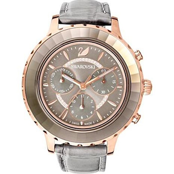 Swarovski Octea Lux Chrono rozé szürke bőr szíjas óra