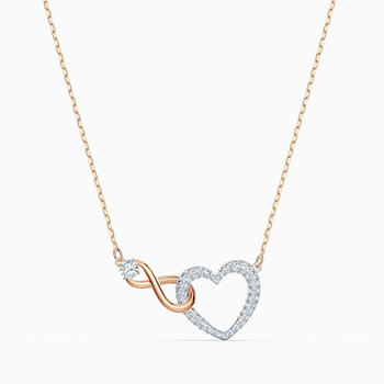 Swarovski Szív és végtelen rozé nyaklánc kristályokkal