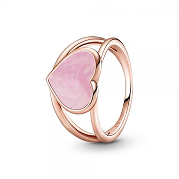 Pandora ékszer Rózsaszín örvénylő szív rozé gyűrű