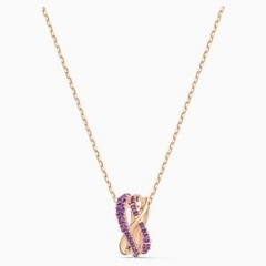 Swarovski Twist rows rozé nyaklánc lila kristályokkal