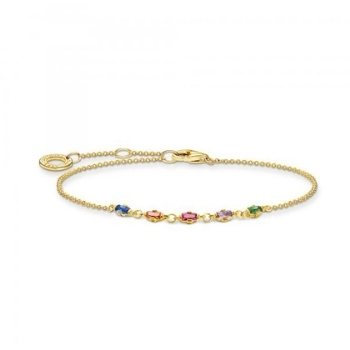 Thomas Sabo Aranyozott ezüst karkötő színes és fehér kövekkel