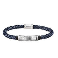 Tommy Hilfiger Kék vékony fonott bőr karkötő