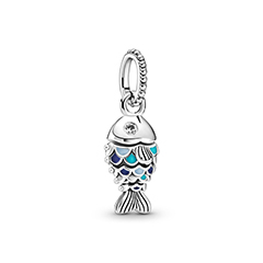 Pandora ékszer Kék hal függő ezüst charm