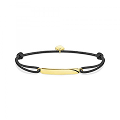 Thomas Sabo csomózott fekete textil karkötő aranyozott lappal