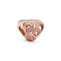 Pandora ékszer Összefonódott szerelmes szívek rozé charm