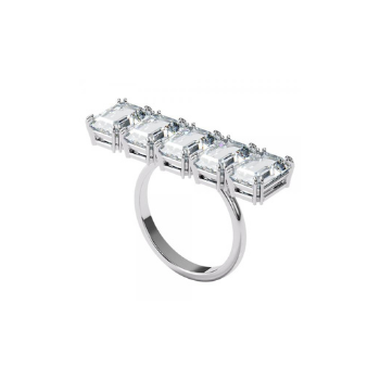 Swarovski Millenia ezüst színű koktélgyűrű fehér kristályokkal