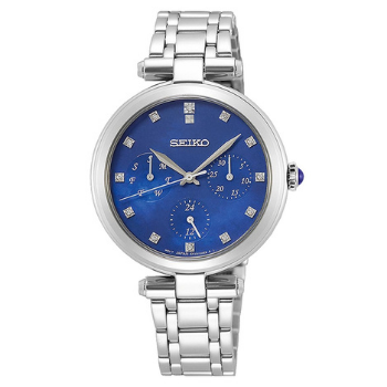 Seiko Ezüst szíjas kék számlapos női óra gyémántokkal