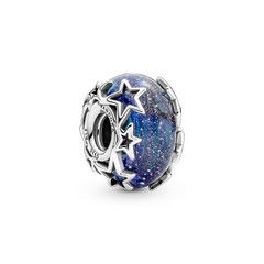 Pandora ékszer Kék galaxis és csillagok muránói üveg ezüst charm