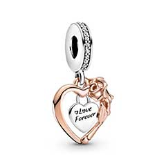 Pandora ékszer Szív és rózsa rozé ezüst függő charm