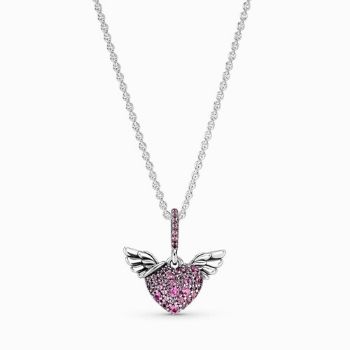 Pandora ékszer Pávé szív és angyalszárny ezüst nyaklánc