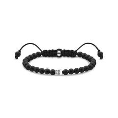 Thomas Sabo Obszidián állítható karkötő ezüst koponyával