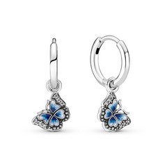 Pandora ékszer Kék pillangó ezüst karika fülbevaló