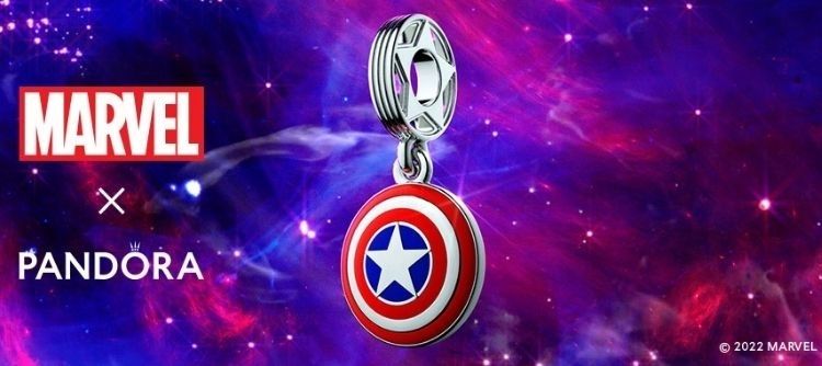Pandora ékszer Marvel A bosszúállók Amerika kapitány pajzsa charm