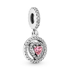 Pandora ékszer Rózsaszín szív függő ezüst charm