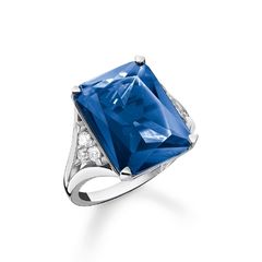 Thomas Sabo Ezüst gyűrű téglalap alakú nagy kék kővel