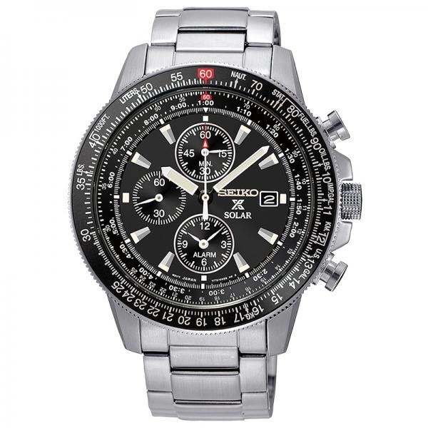 Seiko Prospex Flightmaster Alarm ezüst fekete férfi karóra