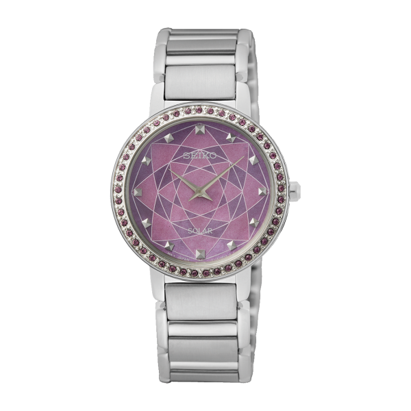 Seiko Solar lila mandala gyöngyház számlapos női óra