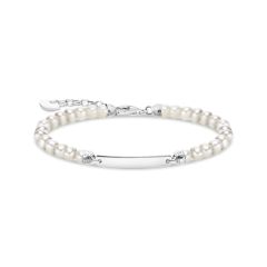 Thomas Sabo Tenyésztett gyöngy karkötő gravírozható ezüst lappal