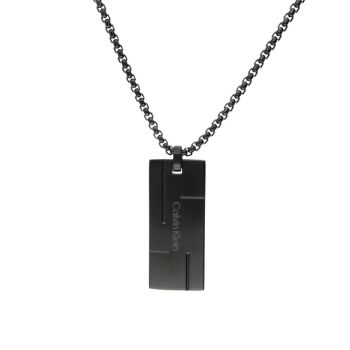 Calvin Klein Fekete acél férfi nyaklánc CK logós medállal