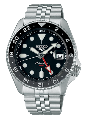 Seiko 5 Sports automata fekete számlapos GMT karóra