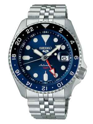 Seiko 5 Sports automata kék számlapos GMT karóra