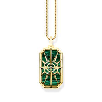 Thomas Sabo Nagy aranyozott ezüst iránytű medál zöld lappal