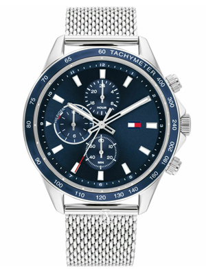 Tommy Hilfiger Miles ezüst színű férfi óra kék számlappal