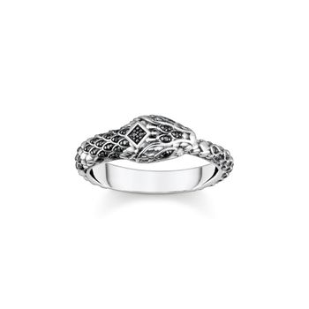 Thomas Sabo Kígyó ezüst gyűrű fekete kövekkel