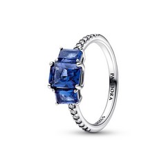 Pandora ékszer Kék téglalap kristályos ezüst gyűrű