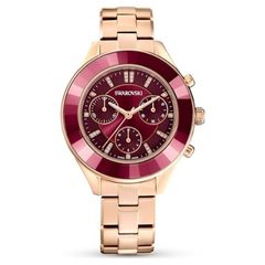 Swarovski Octea lux sport rozé óra bordó számlappal